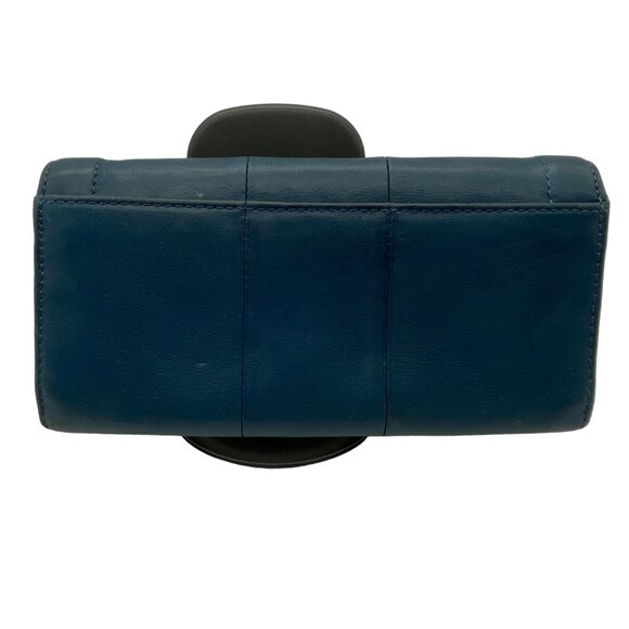 Coach Kristin leather wallet silver buckle bill fold pocket book teal green blue - Picture 3 of 16